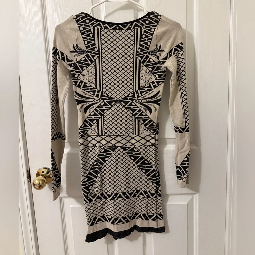 Free People Geometric Black and Tan Mini Dress